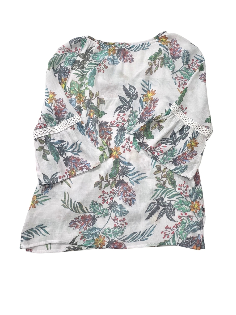 Zac & Rachel White Floral Bell Sleeve Blouse Size Large (L) E77 - Picture 4 of 8
